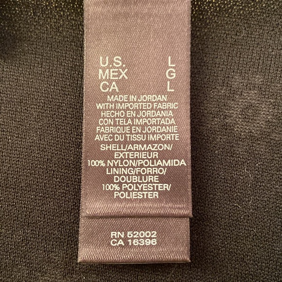 Axcess Liz Claiborne Blouse Black White Circular Design V Neck 3/4 Sleeve WM L - Picture 11 of 12